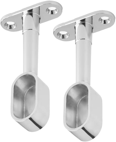 SOTECH 1 paar (2 stuks) Garderobestanghouder eindstuk voor ovale kledingstang (30 x 15 mm) Gepolijst chroom in hoogte verstelbaar 84 - 112 mm
