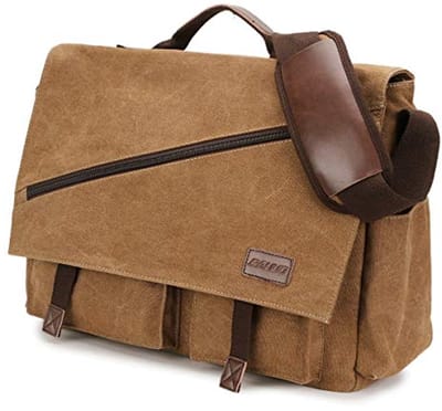 Waterbestendige Canvas Riemzak voor Laptop tot 17 Inch - Draagbare Schoudertas voor Zaken