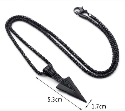 Ketting heren zwart - arrow - pijl - viking - stoer 60 cm