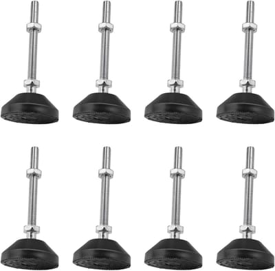 8 Stuks Verstelbare Meubelpoten M8×50mm, Ronde Nikkel Geplateerde Schroeven voor Meubels en Fitnessapparatuur