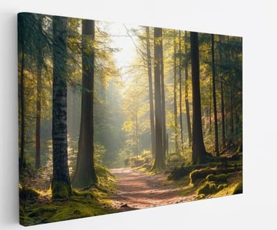 Saammp Canvas Schilderij - Natuur - Pad - Bos - landschap - 45x30 - Foto op canvas - Wanddecoratie - Muurdecoratie Woonkamer - Slaapkamer decoratie - Canvas Print