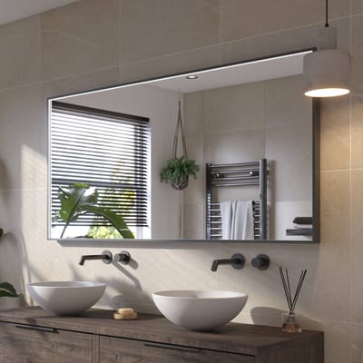 Ben Oblon Spiegel - met LED Verlichting en Anti-condens 160x80 cm - Mat Zwart - Wandspiegel voor Badkamer - Badkamerspiegel