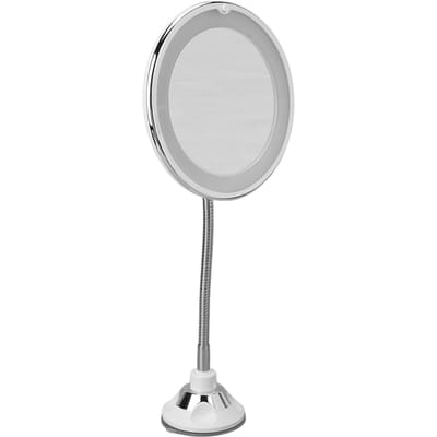 Miroir Grossissant 10X Grossissement Lumière d'Appoint LED Ventouse Flexible sur Col de Cygne Miroir de Maquillage pour Maison Bureau