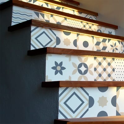 Zelfklevende stickers voor traptreden en stootborden - DESIGN ORNAMENTS - 2 stroken van 12,5 x 87,5 cm
