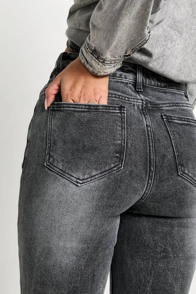 boohoo Dames De Hoge Taille Flared Jeans | Grey | Maat: 6/32L