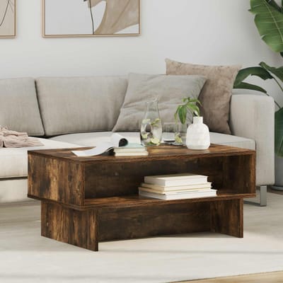 vidaXL - Salontafel - Rook - Eiken - 80 - x - 46 - x - 35 - cm - Bewerkt - hout