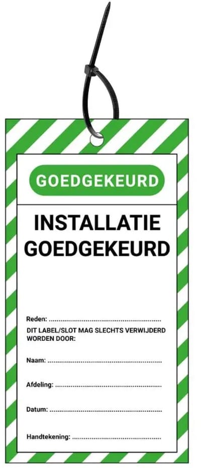 LOTO tags installatie goedgekeurd NL - 10 stuks - inclusief tiewraps