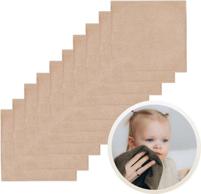Funnies Spuugdoekjes 10-Pack Pinkstone - Set van 10 Zachte Spuugdoeken, Monddoekjes, Kwijldoekjes - 30x30 cm - 100% Katoenen Badstof - Absorberend, Sneldrogend en Zacht - Wasmachinebestendig - Perfect voor Gevoelige Babyhuid bij Voeden en Kwijlen
