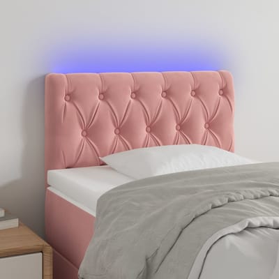 vidaXL - Hoofdbord - LED - 80x7x78/88 - cm - fluweel - roze