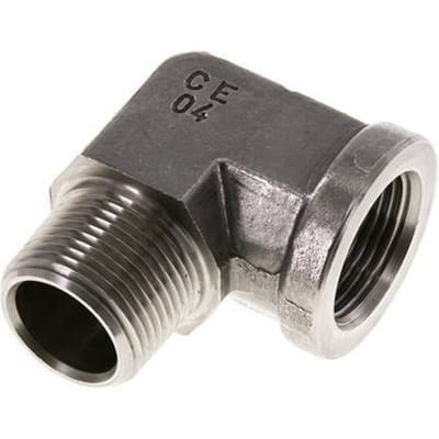 1'' NPT x 1'' NPT M/F RVS L-Fitting 90graden 140 Bar - Hydrauliek - FL2E-MF-S-100N