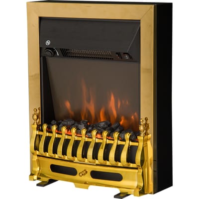 HOMCOM elektrische haard vlameffect Stijl neo-Retro Thermostaat 1000-W Zwart Goud