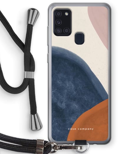 Case Company® - Hoesje met koord geschikt voor Samsung Galaxy A21s hoesje met Koord - Geo #1 - Telefoonhoesje met Zwart Koord - Bescherming aan alle Kanten en Over de Schermrand