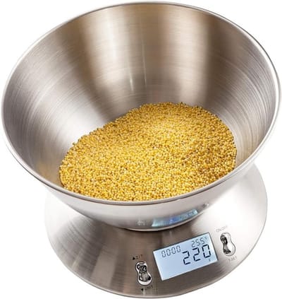 Nexvo® Keukenweegschaal Digitaal Met Kom - Keukenweegschaal - Keukenweegschaal Digitaal - Zilver - 20cm x 20cm x 9cm
