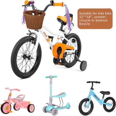 Thijox - Fietsmand voor Kinderen - Handgebreide Fietsmand voor Stuur met Strak Mesh - Verstelbare Leren Riemen - Geschikt voor Meisjes en Jongens - Bl