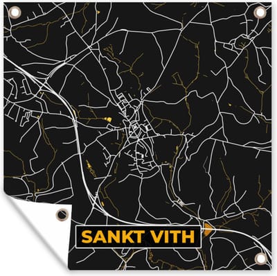 Tuin poster Sankt Vith - Goud - Plattegrond - Stadskaart - Kaart - 200x200 cm - Tuindoek