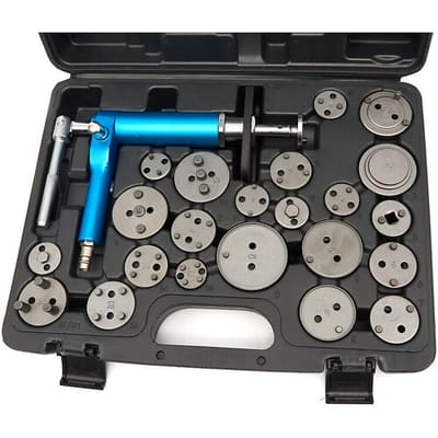 HBM pneumatische remzuiger terugstelset 23-delig met opbergkoffer, staal, zwart