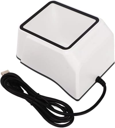 Barcode Scanner - QR Lezer - Automatisch Scannen - Desktop Plaatsing - 17 x 11 x 11 cm - Wit