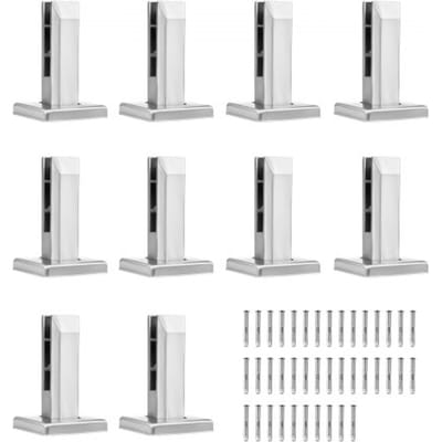 VEVOR Glasklem, 10 stuks vierkante glazen balustradebeugel voor gehard glas van 0,31"-0,47", glasmontageklem van roestvrij staal 304, beugel voor een glazen plank van 0,12" dik voor balkon, tuin, trap, zilver