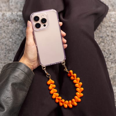 Selencia Universeel Hartjes Polskoord - Telefoon Ketting - GSM Koord - Oranje