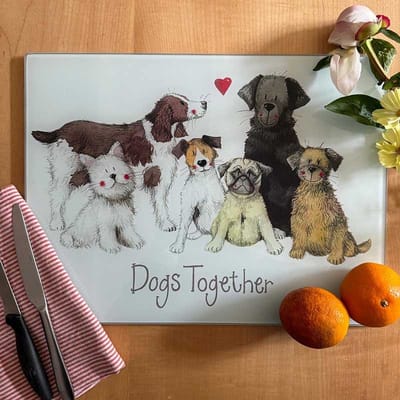 Alex Clark Dogs Together Glass Worktop Saver ~ Honden werkbladbeschermer