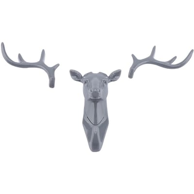 Animals Deer Head Hook Hanger Rack Holder Wall Mount for Home Room Decor(Gris) gris