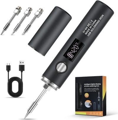 Draadloze Soldeerbout - Accu Soldeerbout - DIY Projecten - LCD Temperatuurweergave - 1400 mAh - Zwart