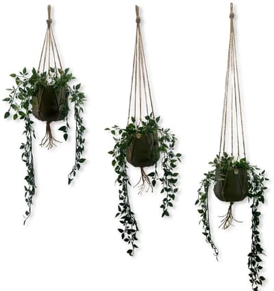 Voordeelset van 3 Plantenhangers - Jute - 80, 100 en 120 cm - Handgemaakt in ons Macramé Atelier - 3 Stuks - Let op: Exclusief Pot - Inclusief Verzendkosten