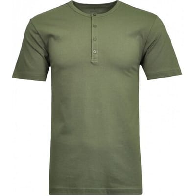 Ragman T-Shirt Serafino Round Neck Uni Pima Cotton Olive / male