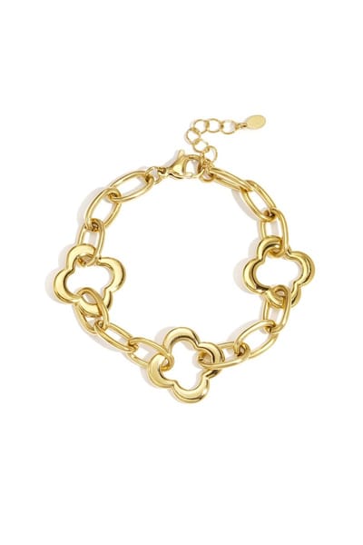 Goudkleurige Schakelarmband met Klaverdesign