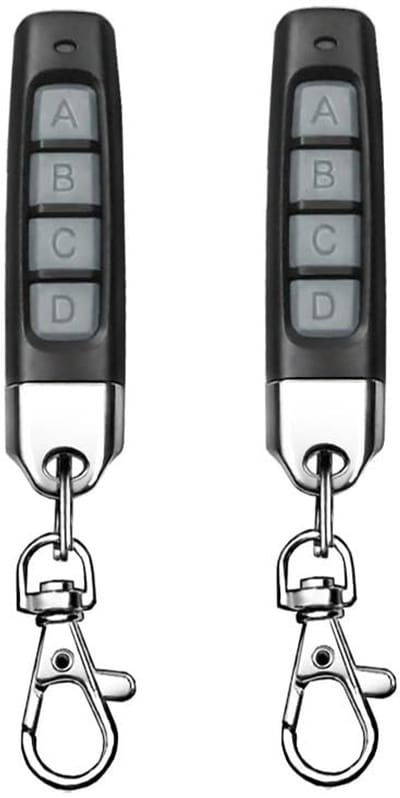 4 toetsen, te klonen, ter vervanging van de afstandsbediening voor elektrische deuren (433 MHz). Geschikt voor garagedeuren, rolluiken, voordeuren en dakramen. (paars-zwart) (ABCD, zwart-grijs).