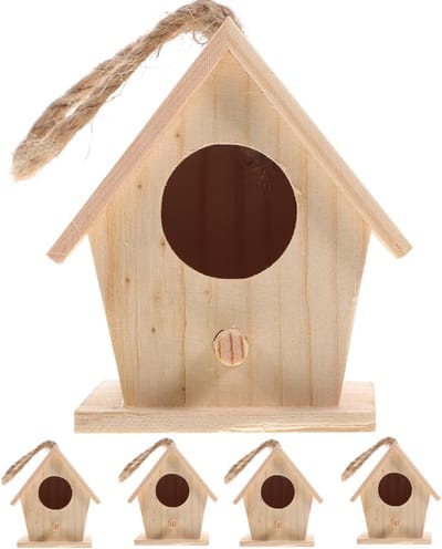 Solidchoice - Houten Vogelhuis Decoratie - Onvoltooide Miniatuur Vogelhuisjes voor Creatieve Projecten