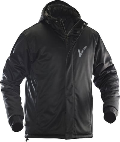 Jobman Security / Beveiliging - Winter Softshell jas met capuchon - Zwart - Inclusief Borstlogo (V-tje) en Ruglogo (SECURITY) - Maat M - VOOR PROFESSIONALS
