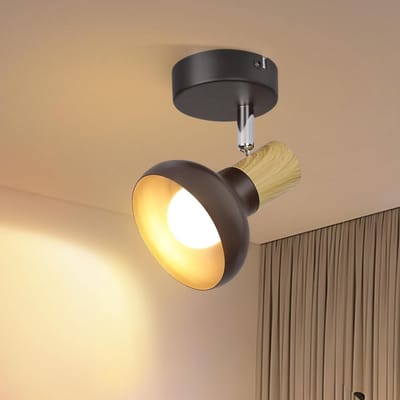 Glitzerlife - Plafondspot Plafondlamp - vintage industrieel retro - opbouwspots - draaibaar 350° en kantelbaar 90° - 1xE14 fitting - ijzer - Ø11cm - zwart