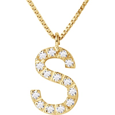 Ketting Diamonds 0.07 Cts alfabet letter "S" Geel Goud 18 Karaat