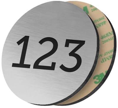 CombiCraft ronde nummerplaatjes van acrylaat zilverkleurig 25 mm met tape - 1 t/m 50