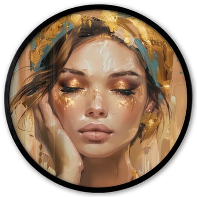 Poster in lijst Rond - Fotolijst 40x40 cm - Posters - Vrouwen - Portret - Luxe - Goud - Ronde posterlijst zwart - Decoratie - Wanddecoratie woonkamer - Muurdecoratie slaapkamer
