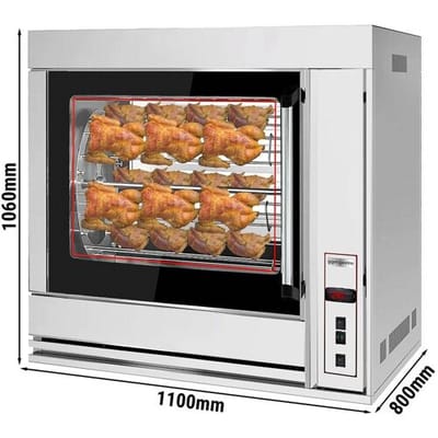 GGM Gastro Elektro Rotations Hähnchengrill - 10 kW - mit 7 Spießen für bis zu bis zu 42 Hähnchen Zilver