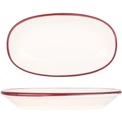 Bonna Serveerschaal - Linea Burgundy - Porselein - 15x8.5 cm - set van 4