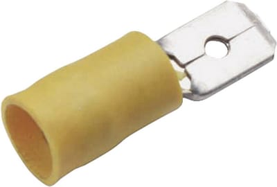Platte stekker - Kabelschoen - Mannelijk - 6.3x0.8mm - 4-6mm² - Geel - 25 stuks