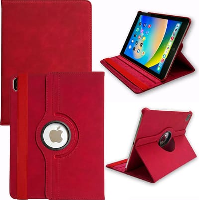Casemania Hoes Geschikt voor Apple iPad 2025 (A16) & 2022 10e Gen - Crimson Red - Draaibare Tablet Book Cover