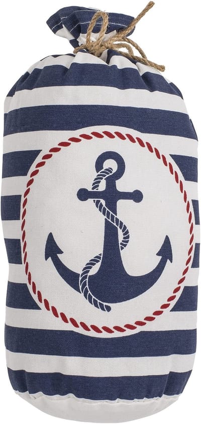 ONF3 - Deurstopper - Deurbuffer - Decoratief en functioneel - Anker groot - Blauw/wit gestreept - Maritiem design - Geschikt voor elk interieur