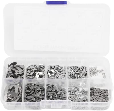 Dailygoods- Sluitring Elastisch - Veeringen - Roestvrij Staal - 580 Stuks - Opbergdoos - Handig voor Doe-Het-Zelvers - Veerring