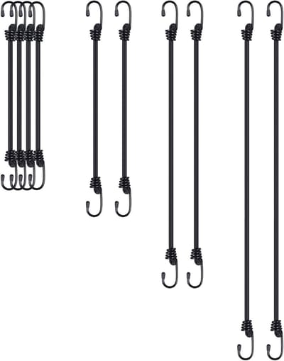 Set van 10 Spanningsrubberbanden met Haken, Sterke Luggage Tensioners voor Tarps, Fietsen en Motoren, Diverse Lengtes en Kleuren