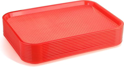 Fast Food Dienbladen - Serveerschalen Plastic - Eetzaal Organisatie - Getextureerd Oppervlak - 12 bij 16 inch - Rood