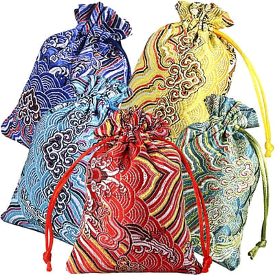 Elegante Zijde Brocade Sieraden Pouch 10x14cm voor Trouwen, Geborduurde Snoepzak voor Feestdagen en Verjaardagen