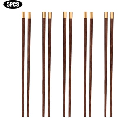 Herbruikbare eetstokjesset voor huishoudelijk handwerk, hoogwaardige cadeau-eetstokjes, keukengereedschap(5 paar Wenge