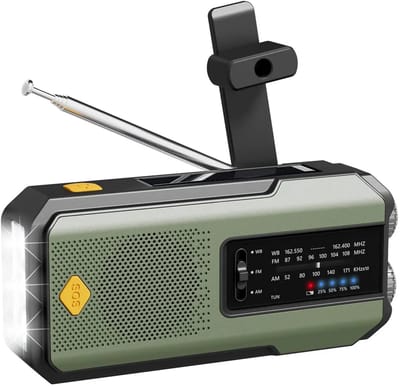 noodradio -draagbare radio- Powerbank 2000 mAh - Zaklamp - Solar Opwindbaar - SOS alarm - noodradio solar opwindbaar - Noodpakket