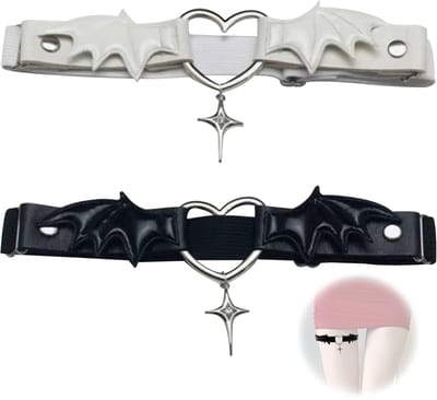 Dailygoods- Kousenband Punk - 2 Stuks - Verstelbaar - PU-leer - Gothic - Cosplay - Inclusief Armband - Beenband