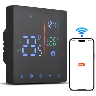 Thermostat intelligent pour la maison WiFi Thermostat numérique programmable hebdomadaire Mode manuel/automatique Tuya WiFi Electric Heating noir