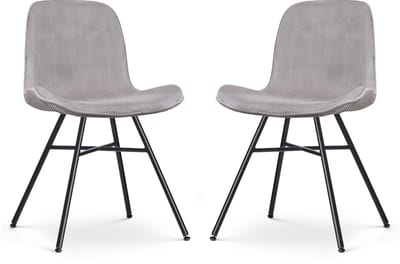 Nolon Noa-Fé Eetkamerstoelen Set van 2 Ribstof Warm Grijs - Stof - Zwart Onderstel - Modern